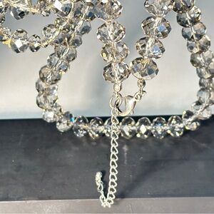 Elegant Clear Beaded Necklace - Bicone Glass